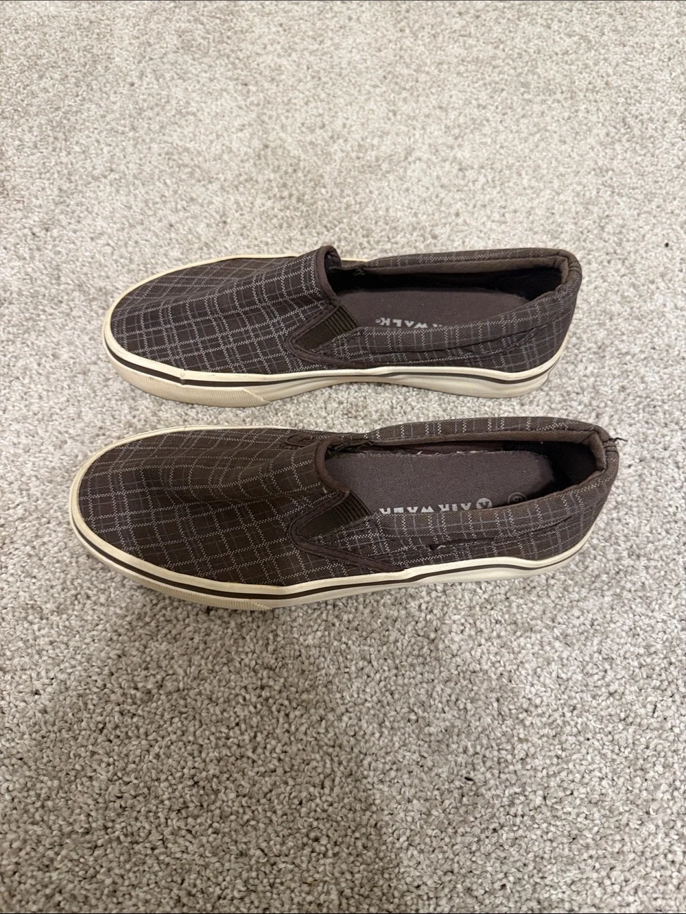 Airwalk Men’s Brown Plaid Slip-On Canvas Loafers